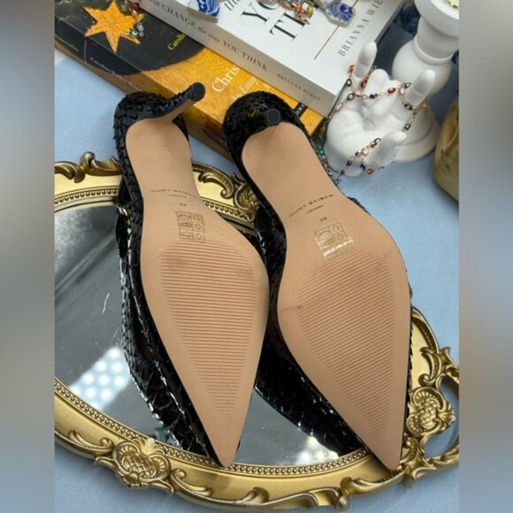 🆕 KURT GEIGER LONDON 🧿 NWOB Belgravia Slingback Heel Black Snakeskin Sz 39 8.5 - Picture 15 of 16